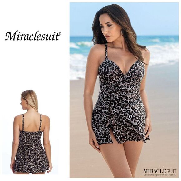 New. Miraclesuit animal print swim dress. Size 10. Retails $198 - Picture 1 of 12